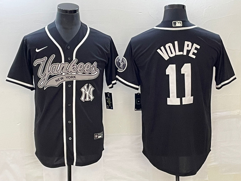 Men's New York Yankees #11 Anthony Volpe Black With Patch Cool Base Stitched Baseball Jersey Men's New York Yankees #11 Anthony Volpe Black With Patch Cool Base Stitched Baseball Jersey