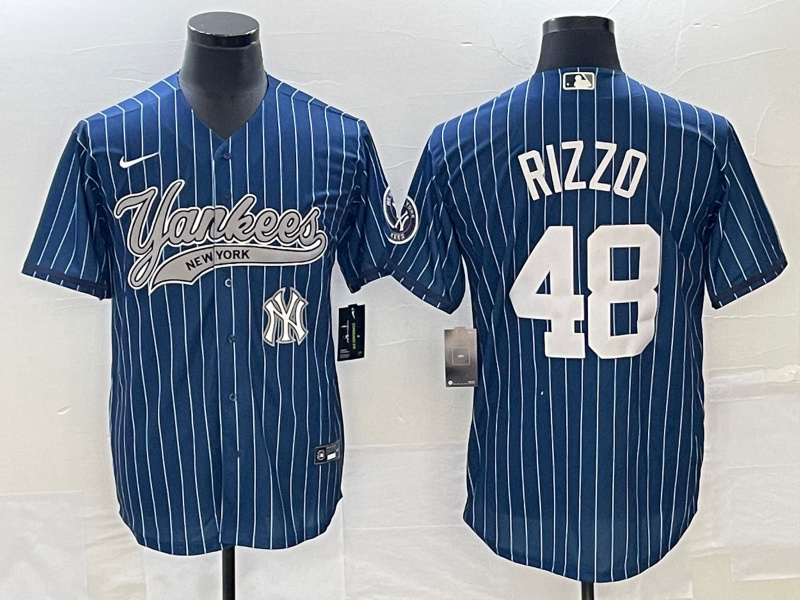 Men's New York Yankees #48 Anthony Rizzo Navy With Patch Cool Base Stitched Baseball Jersey Men's New York Yankees #48 Anthony Rizzo Navy With Patch Cool Base Stitched Baseball Jersey