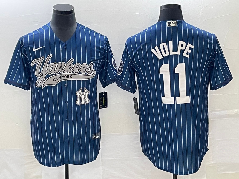 Men's New York Yankees #11 Anthony Volpe Navy With Patch Cool Base Stitched Baseball Jersey Men's New York Yankees #11 Anthony Volpe Navy With Patch Cool Base Stitched Baseball Jersey