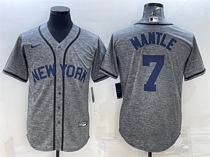 Men's New York Yankees #7 Mickey Mantle Grey Cool Base Stitched JerseyS Men's New York Yankees #7 Mickey Mantle Grey Cool Base Stitched JerseyS
