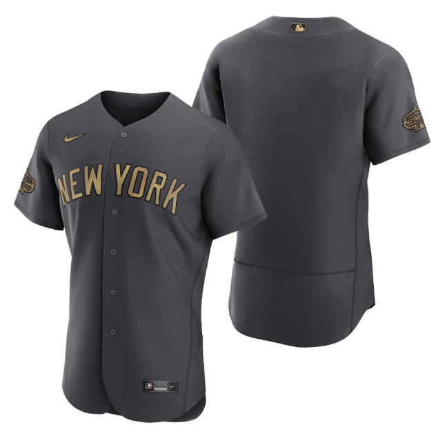 Men's New York Yankees Blank 2022 All-Star Charcoal Flex Base Stitched Baseball Jersey Men's New York Yankees Blank 2022 All-Star Charcoal Flex Base Stitched Baseball Jersey