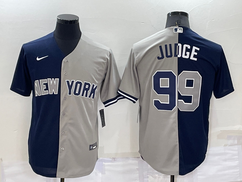 Men's New York Yankees #99 Aaron Judge Navy Grey Split Cool Base Stitched Baseball Jersey Men's New York Yankees #99 Aaron Judge Navy Grey Split Cool Base Stitched Baseball Jersey