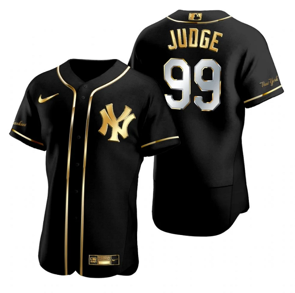 Men's New York Yankees #99 Aaron Judge Black Gold Flex Base Stitched Baseball Jersey Men's New York Yankees #99 Aaron Judge Black Gold Flex Base Stitched Baseball Jersey