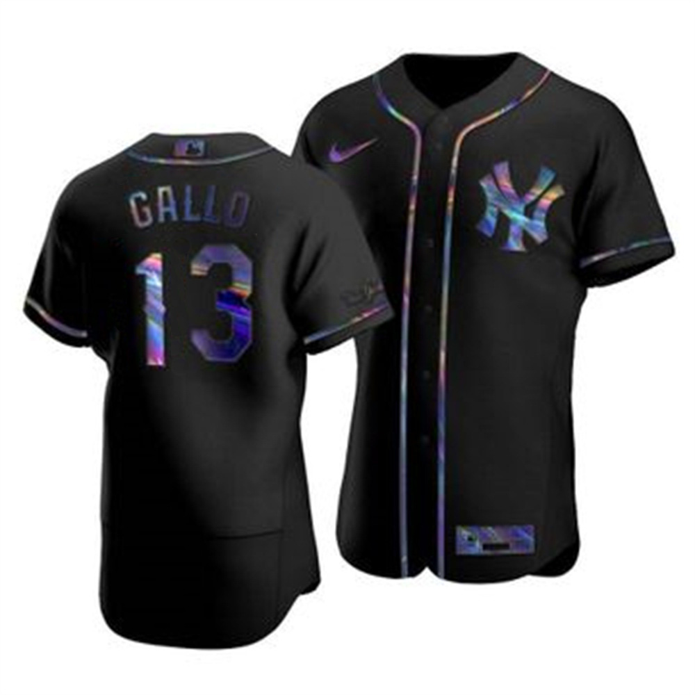 New York Yankees #13 Joey Gallo Men's Nike Iridescent Holographic Collection MLB Jersey - Black New York Yankees #13 Joey Gallo Men's Nike Iridescent Holographic Collection MLB Jersey - Black