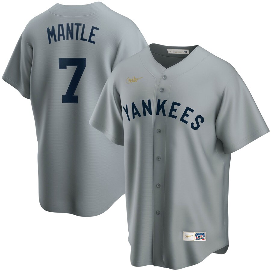 New York Yankees #7 Mickey Mantle Nike Road Cooperstown Collection Player MLB Jersey Gray New York Yankees #7 Mickey Mantle Nike Road Cooperstown Collection Player MLB Jersey Gray