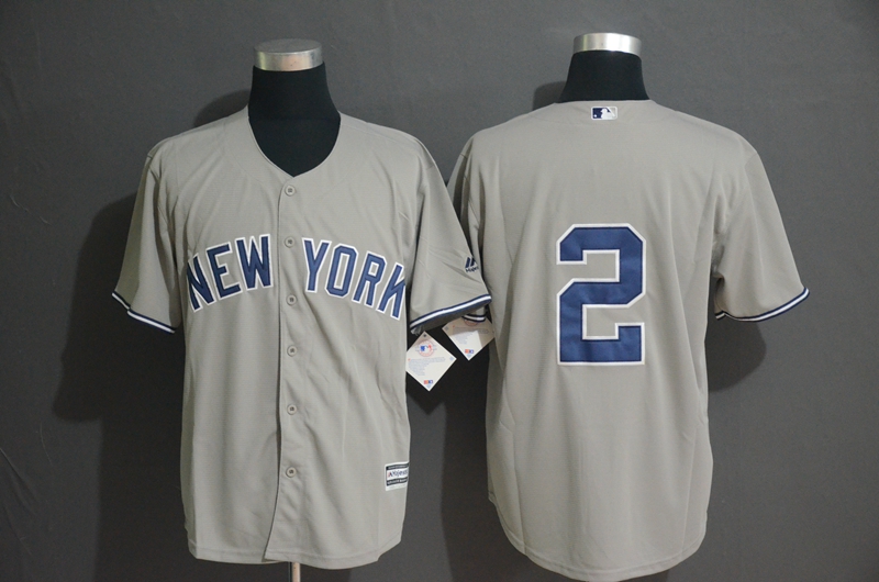 Yankees 2 Derek Jeter Gray Cool Base Jersey Yankees 2 Derek Jeter Gray Cool Base Jersey