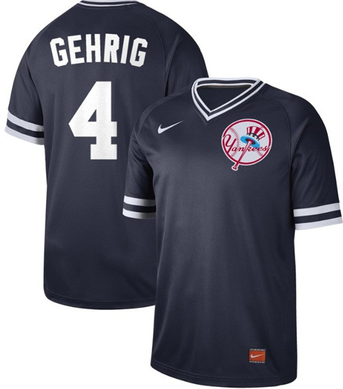 Yankees #4 Lou Gehrig Navy Authentic Cooperstown Collection Stitched Baseball Jersey Yankees #4 Lou Gehrig Navy Authentic Cooperstown Collection Stitched Baseball Jersey