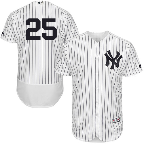 Yankees #25 Gleyber Torres White Strip Flexbase Authentic Collection Stitched Baseball Jersey Yankees #25 Gleyber Torres White Strip Flexbase Authentic Collection Stitched Baseball Jersey