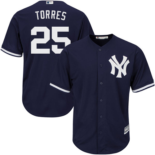 Yankees #25 Gleyber Torres Navy Blue New Cool Base Stitched Baseball Jersey Yankees #25 Gleyber Torres Navy Blue New Cool Base Stitched Baseball Jersey