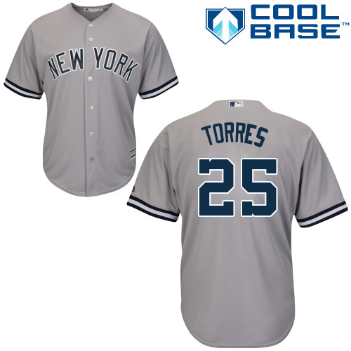 Yankees #25 Gleyber Torres Grey New Cool Base Stitched Baseball Jersey Yankees #25 Gleyber Torres Grey New Cool Base Stitched Baseball Jersey
