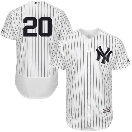Yankees #20 Jorge Posada White Strip Flexbase Authentic Collection Stitched MLB Jersey Yankees #20 Jorge Posada White Strip Flexbase Authentic Collection Stitched MLB Jersey