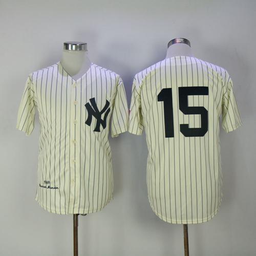 Mitchell And Ness 1969 Yankees #15 Thurman Munson Cream Throwback Stitched MLB Jersey Mitchell And Ness 1969 Yankees #15 Thurman Munson Cream Throwback Stitched MLB Jersey