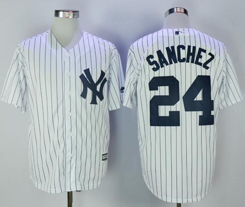 Yankees #24 Gary Sanchez White Strip New Cool Base Stitched MLB Jersey Yankees #24 Gary Sanchez White Strip New Cool Base Stitched MLB Jersey