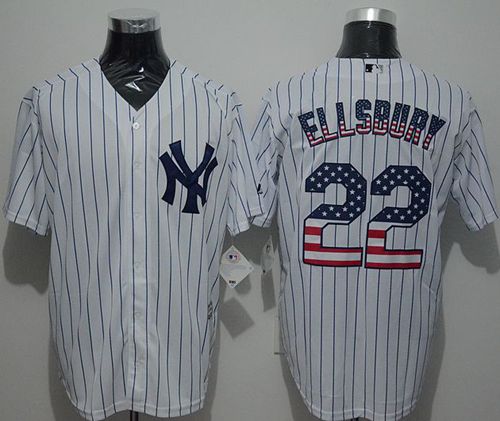 Yankees #22 Jacoby Ellsbury White Strip USA Flag Fashion Stitched MLB Jersey Yankees #22 Jacoby Ellsbury White Strip USA Flag Fashion Stitched MLB Jersey