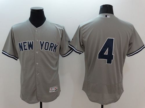 Yankees #4 Lou Gehrig Grey Flexbase Authentic Collection Stitched MLB Jersey Yankees #4 Lou Gehrig Grey Flexbase Authentic Collection Stitched MLB Jersey