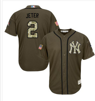 Yankees #2 Derek Jeter Green Salute to Service Stitched MLB Jersey Yankees #2 Derek Jeter Green Salute to Service Stitched MLB Jersey