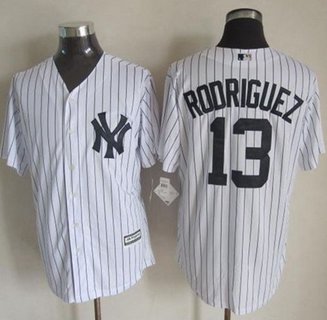 New York Yankees #13 Alex Rodriguez New White Strip Cool Base Stitched Baseball Jersey New York Yankees #13 Alex Rodriguez New White Strip Cool Base Stitched Baseball Jersey