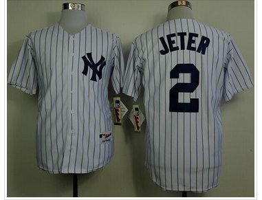 New York Yankees #2 Derek Jeter White Name On Back Stitched Baseball Jersey New York Yankees #2 Derek Jeter White Name On Back Stitched Baseball Jersey