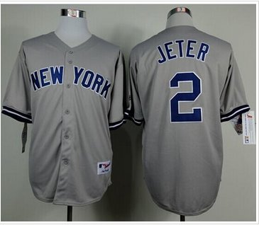 New York Yankees #2 Derek Jeter Grey Name On Back Stitched Baseball Jersey New York Yankees #2 Derek Jeter Grey Name On Back Stitched Baseball Jersey