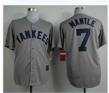 New York Yankees #7 Mickey Mantle Grey Throwback Baseball Jersey(Mitchell And Ness 75TH ) New York Yankees #7 Mickey Mantle Grey Throwback Baseball Jersey(Mitchell And Ness 75TH )