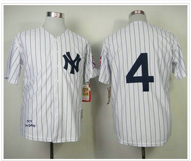 New York Yankees #4 Lou Gehrig White Mitchelland Ness 1939 Throwback Baseball Jersey New York Yankees #4 Lou Gehrig White Mitchelland Ness 1939 Throwback Baseball Jersey
