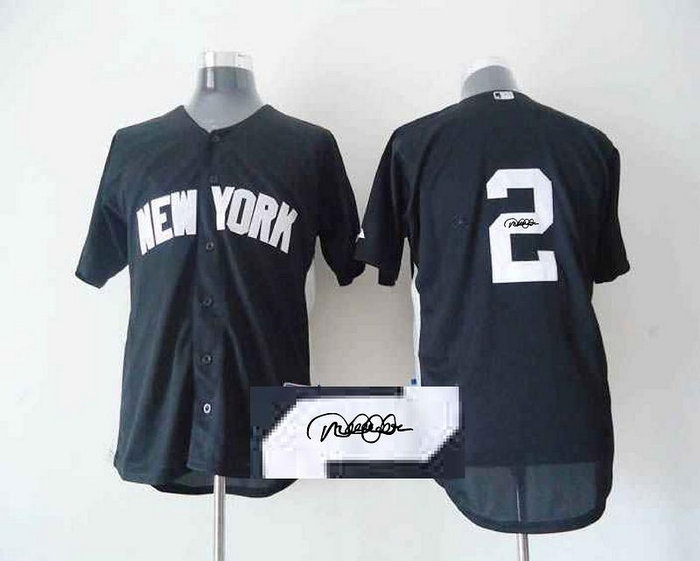 New York Yankees 2 Jeter Dark Blue MLB Jerseys(Signed) New York Yankees 2 Jeter Dark Blue MLB Jerseys(Signed)