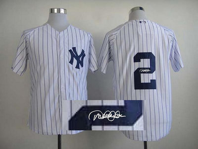 MLB New York Yankees 2 Jeter White Signed Jersey MLB New York Yankees 2 Jeter White Signed Jersey