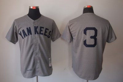 New York Yankees 3# Babe Ruth Grey Color M&N Baseball Jerseys New York Yankees 3# Babe Ruth Grey Color M&N Baseball Jerseys