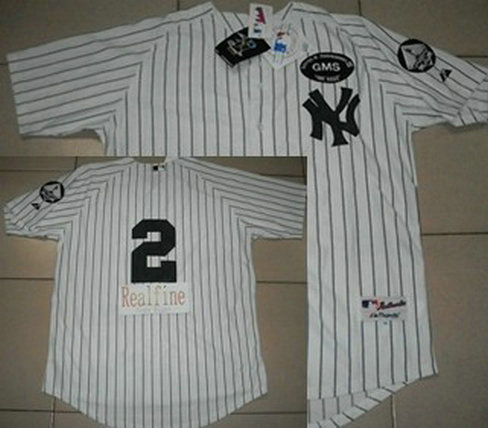 New York Yankees #2 Jeter White GMS Patch Jersey New York Yankees #2 Jeter White GMS Patch Jersey