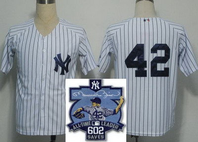 New York Yankees 42 Mariano Rivera All-Time Leader 602 Saves Patch White Jersey New York Yankees 42 Mariano Rivera All-Time Leader 602 Saves Patch White Jersey