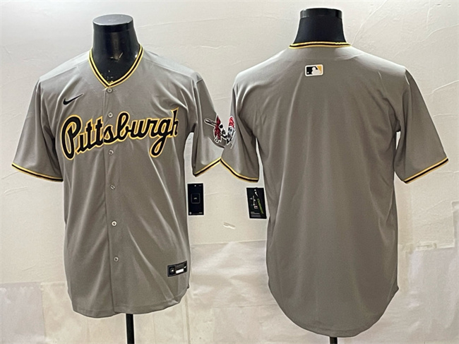 Men's Pittsburgh Pirates Blank Gray Limited Stitched Baseball Jersey Men's Pittsburgh Pirates Blank Gray Limited Stitched Baseball Jersey