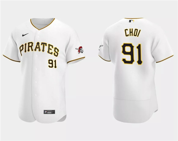 Men's Pittsburgh Pirates #91 Ji Man Choi White Flex Base Stitched Baseball Jersey Men's Pittsburgh Pirates #91 Ji Man Choi White Flex Base Stitched Baseball Jersey