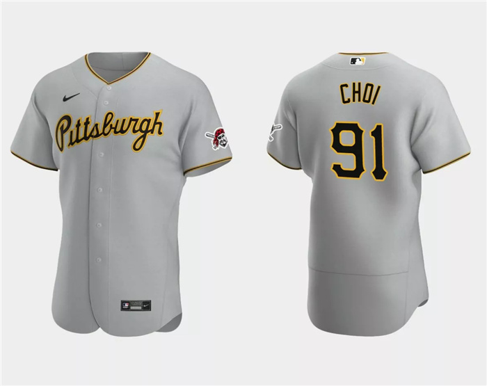 Men's Pittsburgh Pirates #91 Ji Man Choi Grey Flex Base Stitched Baseball Jersey Men's Pittsburgh Pirates #91 Ji Man Choi Grey Flex Base Stitched Baseball Jersey