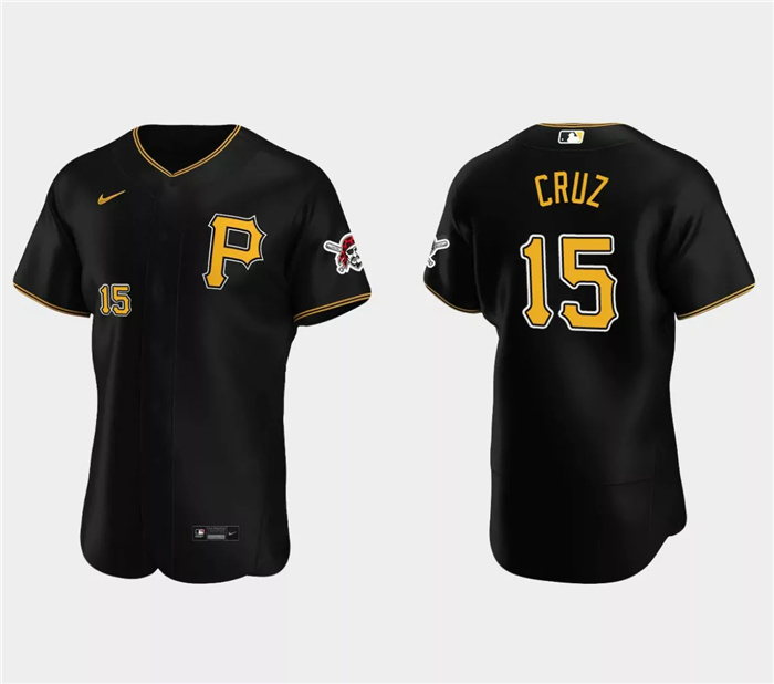 Men's Pittsburgh Pirates #15 Oneil Cruz Black Flex Base Stitched Baseball Jersey Men's Pittsburgh Pirates #15 Oneil Cruz Black Flex Base Stitched Baseball Jersey