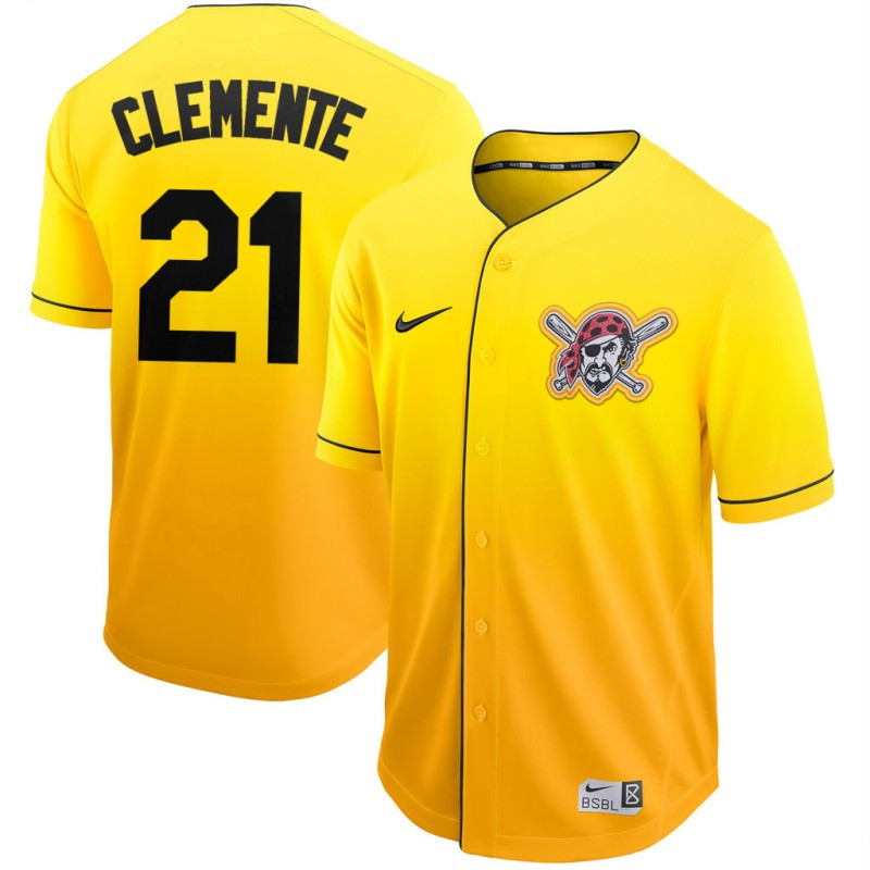 Pirates 21 Roberto Clemente Yellow Drift Fashion Jersey Pirates 21 Roberto Clemente Yellow Drift Fashion Jersey