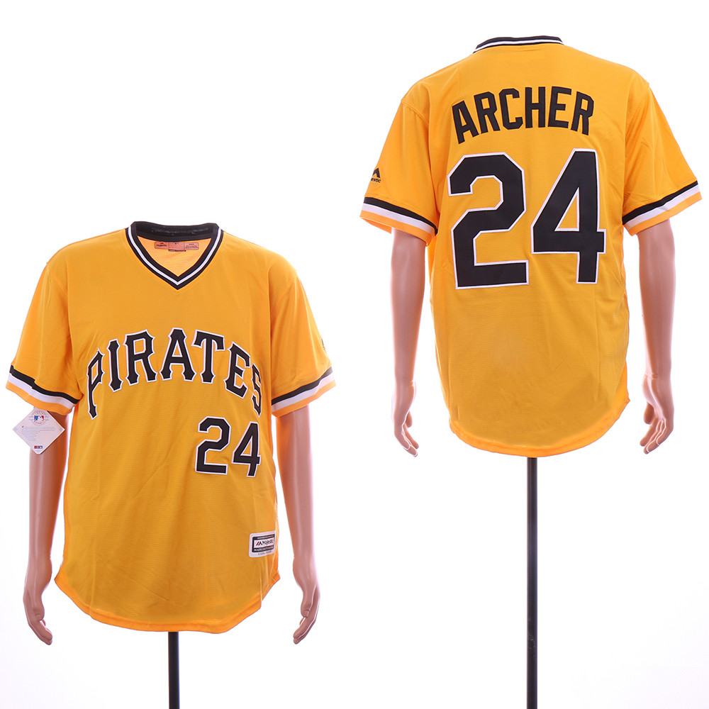 Pirates 24 Chris Archer Yellow Throwback Flexbase Jersey Pirates 24 Chris Archer Yellow Throwback Flexbase Jersey