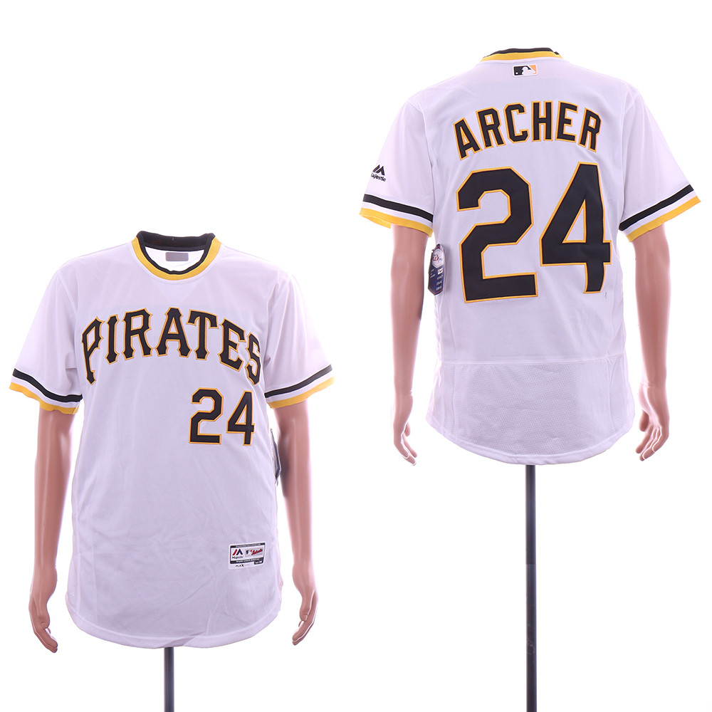 Pirates 24 Chris Archer White Throwback Flexbase Jersey Pirates 24 Chris Archer White Throwback Flexbase Jersey