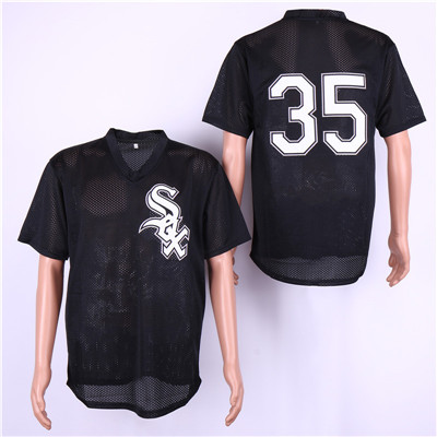 White Sox #35 Frank Thomas Black Mesh Jersey