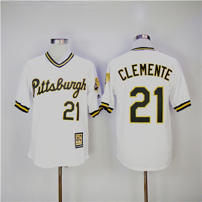 Mitchell And Ness 1990-1997 Pirates #21 Roberto Clemente White Cooperstown Collection Throwback Stitched MLB Jersey