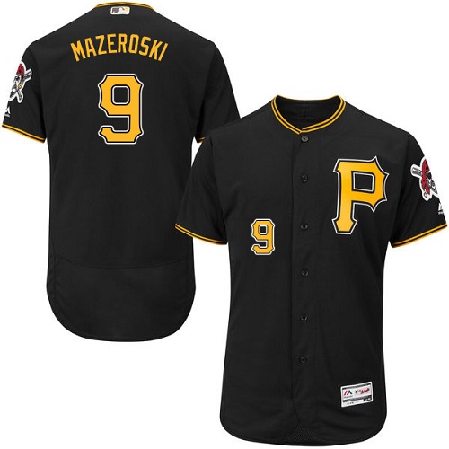 Pirates #9 Bill Mazeroski Black Flexbase Authentic Collection Stitched MLB Jersey Pirates #9 Bill Mazeroski Black Flexbase Authentic Collection Stitched MLB Jersey