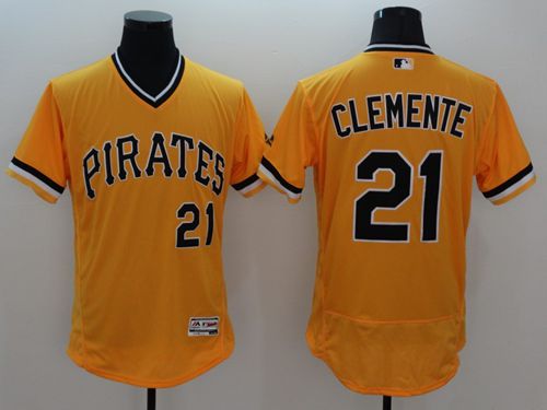 Pirates #21 Roberto Clemente Gold Flexbase Authentic Collection Cooperstown Stitched MLB Jersey Pirates #21 Roberto Clemente Gold Flexbase Authentic Collection Cooperstown Stitched MLB Jersey