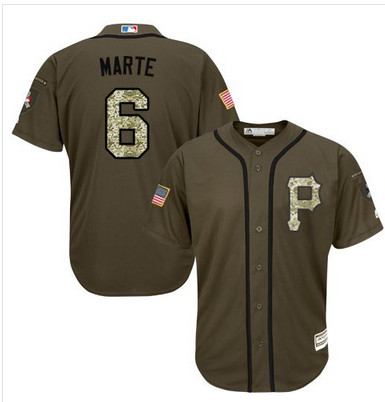 Pirates #6 Starling Marte Green Salute to Service Stitched MLB Jersey
