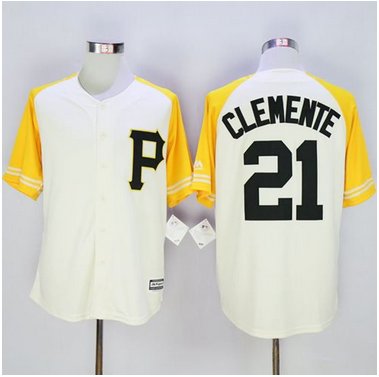 Pirates #21 Roberto Clemente CreamGold Exclusive New Cool Base Stitched MLB Jersey Pirates #21 Roberto Clemente CreamGold Exclusive New Cool Base Stitched MLB Jersey