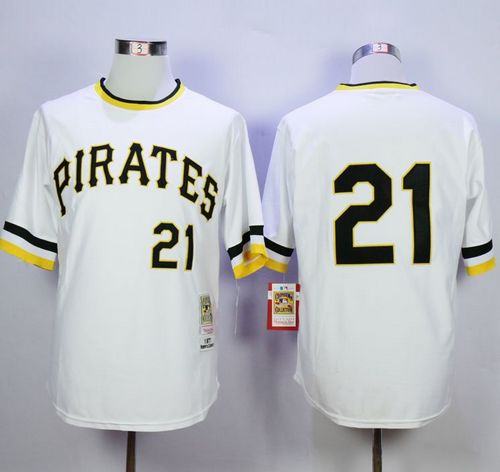Mitchell and Ness Pirates #21 Roberto Clemente Stitched White Throwback MLB Jersey Mitchell and Ness Pirates #21 Roberto Clemente Stitched White Throwback MLB Jersey