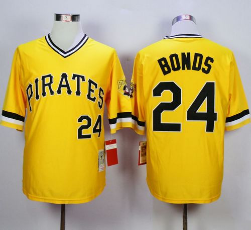 Mitchell And Ness Pirates #24 Barry Bonds Yellow Throwback Stitched MLB Jersey Mitchell And Ness Pirates #24 Barry Bonds Yellow Throwback Stitched MLB Jersey