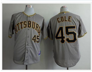 Pittsburgh Pirates #45 Gerrit Cole Grey Cool Base Stitched Baseball Jersey