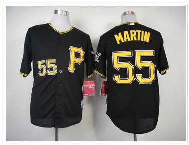 Pittsburgh Pirates #55 Russell Martin Black Cool Base Stitched Baseball Jersey
