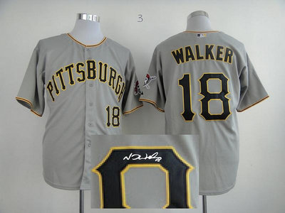 Pittsburgh Pirates 18 Walker Grey Cool Base MLB Jerseys(Signed) Pittsburgh Pirates 18 Walker Grey Cool Base MLB Jerseys(Signed)