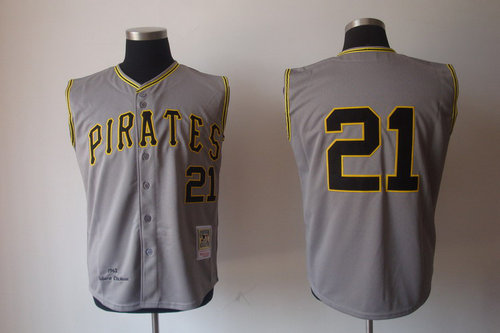 Pittsburgh Pirates 21 Clemente Mitchell Ness Grey Throwbac jerseys Pittsburgh Pirates 21 Clemente Mitchell Ness Grey Throwbac jerseys