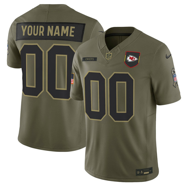 Youth Kansas City Chiefs Active Player Custom Olive 2025 F.U.S.E. Salute to Service Limited Stitched Football Jersey